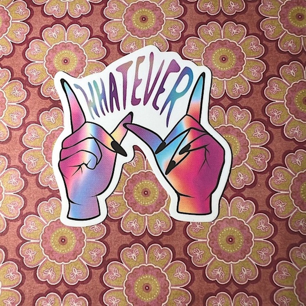 WhatEver Retro Vintage Groovy Metallic Holographic Foil AESTHETIC Single Sticker